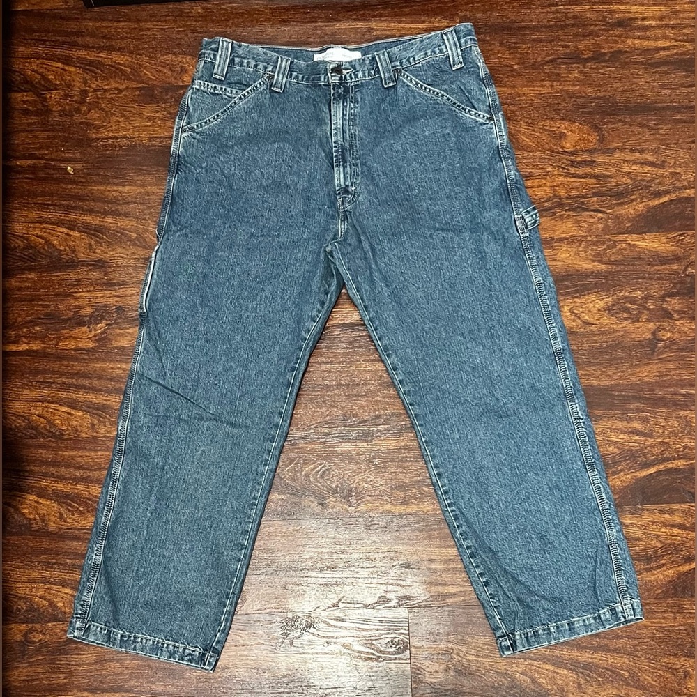 Vintage Levi's Carpenter Jeans 38 X 30 Skate JNCO Style Work Pants Blue 90s Y2K